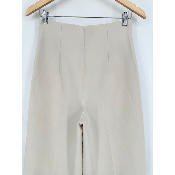 ZARA Super High Waist Wide Leg Pants Cropped Ankle Trouser Culottes, Cream - Picture 6 of 8